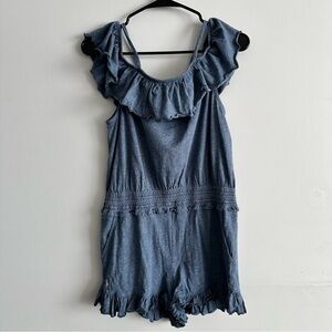 Ralph Lauren Girls Blue Ruffled One Piece